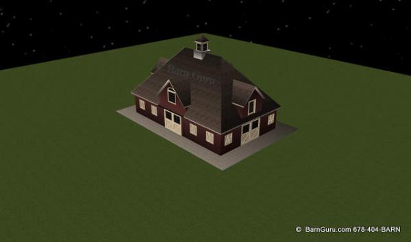 Top view of this 4 stall horse barn