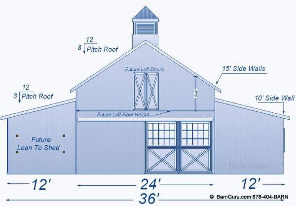 Front Elevation For This 3 stall pole barn