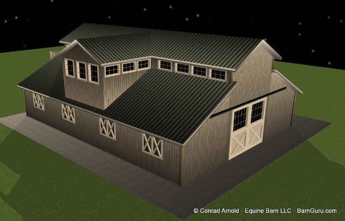 4 stall monitor style horse barn with living quarters