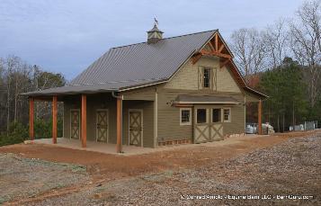 3 Stall Horse Barn With Dog Kennel and Full Loft