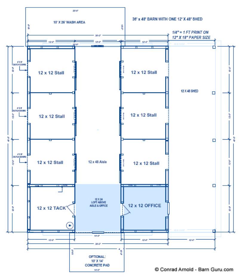 6 Stall Horse Barn Plans For Sale