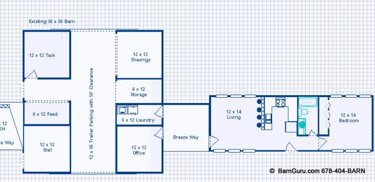 Living Quarters - Horse Barn - 1 bedroom